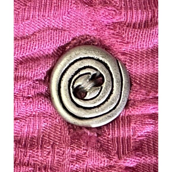 Chico's Womens Jacket Fitted Textured Pink Rose Silver Swirl Buttons Size 2 - Picture 7 of 11